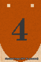 A simulated image of the stitched needlepoint design: Banner 13m Rounded 4 Black on Orange. Not A.I. generated.