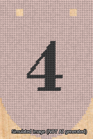 A simulated image of the stitched needlepoint design: Banner 13m Rounded 4 Black on Pink. Not A.I. generated.