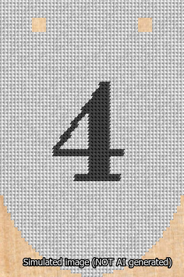 A simulated image of the stitched needlepoint design: Banner 13m Rounded 4 Black on White. Not A.I. generated.