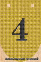 A simulated image of the stitched needlepoint design: Banner 13m Rounded 4 Black on Yellow. Not A.I. generated.