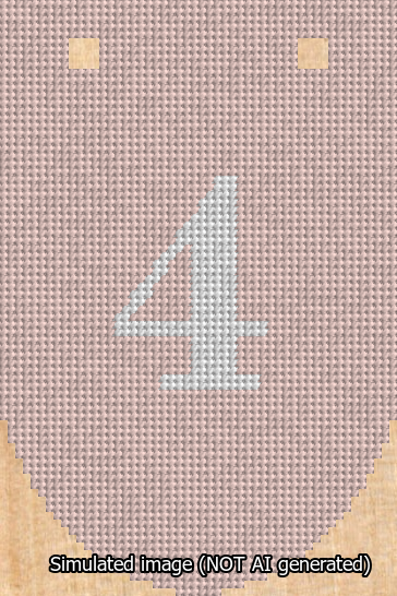 A simulated image of the stitched needlepoint design: Banner 13m Rounded 4 White on Pink. Not A.I. generated.