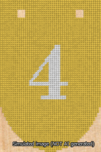 A simulated image of the stitched needlepoint design: Banner 13m Rounded 4 White on Yellow. Not A.I. generated.