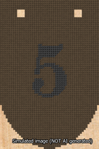 A simulated image of the stitched needlepoint design: Banner 13m Rounded 5 Black on Brown. Not A.I. generated.