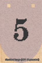 A simulated image of the stitched needlepoint design: Banner 13m Rounded 5 Black on Pink. Not A.I. generated.