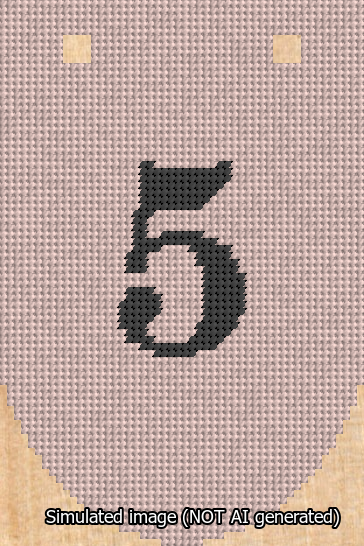 A simulated image of the stitched needlepoint design: Banner 13m Rounded 5 Black on Pink. Not A.I. generated.
