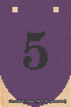 A simulated image of the stitched needlepoint design: Banner 13m Rounded 5 Black on Purple. Not A.I. generated.