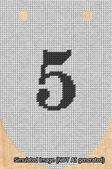A simulated image of the stitched needlepoint design: Banner 13m Rounded 5 Black on White. Not A.I. generated.