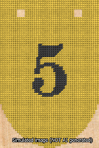 A simulated image of the stitched needlepoint design: Banner 13m Rounded 5 Black on Yellow. Not A.I. generated.