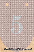 A simulated image of the stitched needlepoint design: Banner 13m Rounded 5 White on Pink. Not A.I. generated.