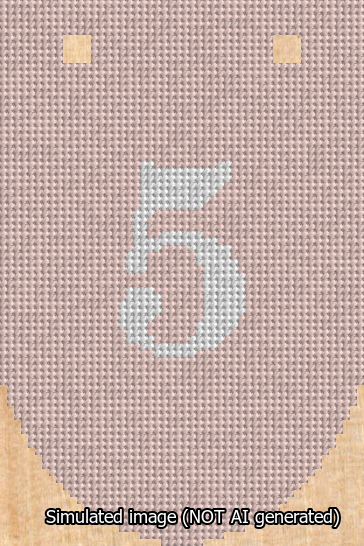 A simulated image of the stitched needlepoint design: Banner 13m Rounded 5 White on Pink. Not A.I. generated.