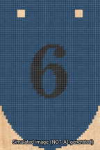 A simulated image of the stitched needlepoint design: Banner 13m Rounded 6 Black on Blue. Not A.I. generated.