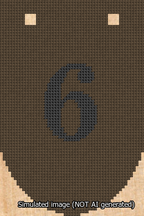 A simulated image of the stitched needlepoint design: Banner 13m Rounded 6 Black on Brown. Not A.I. generated.
