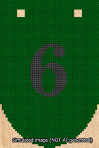A simulated image of the stitched needlepoint design: Banner 13m Rounded 6 Black on Green. Not A.I. generated.
