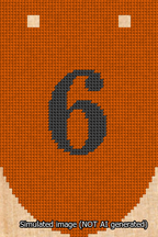 A simulated image of the stitched needlepoint design: Banner 13m Rounded 6 Black on Orange. Not A.I. generated.