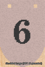 A simulated image of the stitched needlepoint design: Banner 13m Rounded 6 Black on Pink. Not A.I. generated.