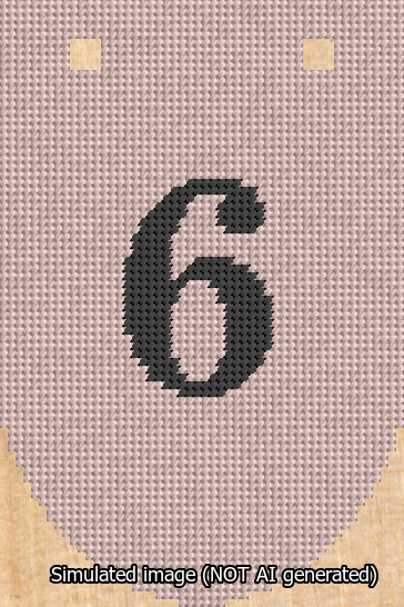 A simulated image of the stitched needlepoint design: Banner 13m Rounded 6 Black on Pink. Not A.I. generated.