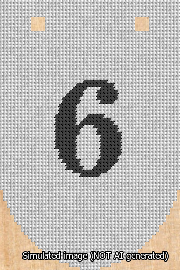 A simulated image of the stitched needlepoint design: Banner 13m Rounded 6 Black on White. Not A.I. generated.