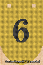 A simulated image of the stitched needlepoint design: Banner 13m Rounded 6 Black on Yellow. Not A.I. generated.