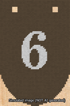 A simulated image of the stitched needlepoint design: Banner 13m Rounded 6 White on Brown. Not A.I. generated.