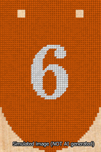 A simulated image of the stitched needlepoint design: Banner 13m Rounded 6 White on Orange. Not A.I. generated.