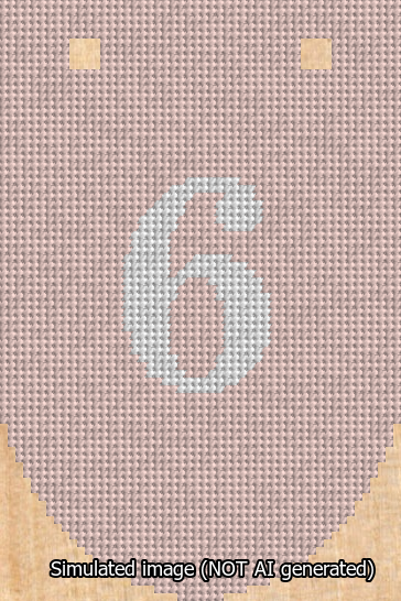 A simulated image of the stitched needlepoint design: Banner 13m Rounded 6 White on Pink. Not A.I. generated.