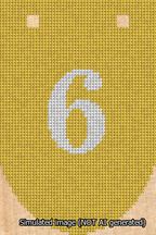 A simulated image of the stitched needlepoint design: Banner 13m Rounded 6 White on Yellow. Not A.I. generated.
