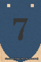 A simulated image of the stitched needlepoint design: Banner 13m Rounded 7 Black on Blue. Not A.I. generated.