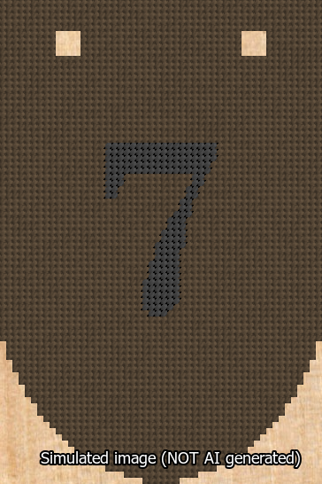 A simulated image of the stitched needlepoint design: Banner 13m Rounded 7 Black on Brown. Not A.I. generated.