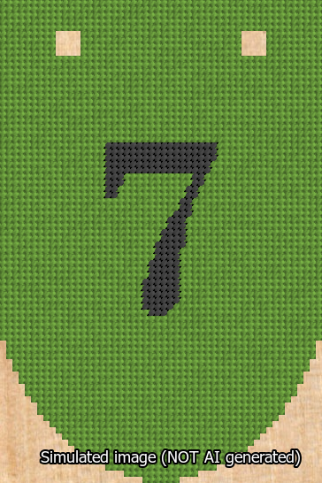 A simulated image of the stitched needlepoint design: Banner 13m Rounded 7 Black on Light Green. Not A.I. generated.