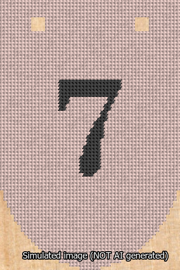 A simulated image of the stitched needlepoint design: Banner 13m Rounded 7 Black on Pink. Not A.I. generated.