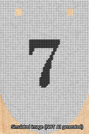 A simulated image of the stitched needlepoint design: Banner 13m Rounded 7 Black on White. Not A.I. generated.