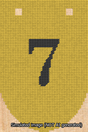 A simulated image of the stitched needlepoint design: Banner 13m Rounded 7 Black on Yellow. Not A.I. generated.