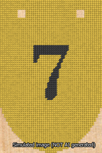 A simulated image of the stitched needlepoint design: Banner 13m Rounded 7 Black on Yellow. Not A.I. generated.