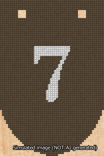 A simulated image of the stitched needlepoint design: Banner 13m Rounded 7 White on Brown. Not A.I. generated.