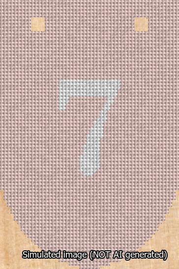 A simulated image of the stitched needlepoint design: Banner 13m Rounded 7 White on Pink. Not A.I. generated.