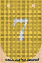 A simulated image of the stitched needlepoint design: Banner 13m Rounded 7 White on Yellow. Not A.I. generated.