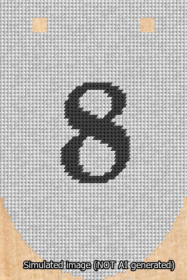 A simulated image of the stitched needlepoint design: Banner 13m Rounded 8 Black on White. Not A.I. generated.