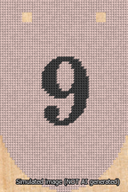 A simulated image of the stitched needlepoint design: Banner 13m Rounded 9 Black on Pink. Not A.I. generated.