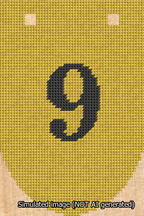 A simulated image of the stitched needlepoint design: Banner 13m Rounded 9 Black on Yellow. Not A.I. generated.