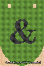 A simulated image of the stitched needlepoint design: Banner 13m Rounded Ampersand Black on Light Green. Not A.I. generated.