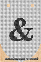A simulated image of the stitched needlepoint design: Banner 13m Rounded Ampersand Black on White. Not A.I. generated.