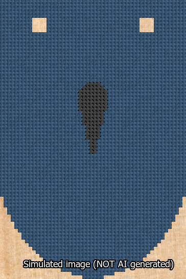 A simulated image of the stitched needlepoint design: Banner 13m Rounded Apostrophe Black on Blue. Not A.I. generated.