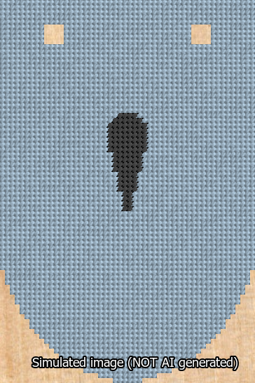 A simulated image of the stitched needlepoint design: Banner 13m Rounded Apostrophe Black on Light Blue. Not A.I. generated.