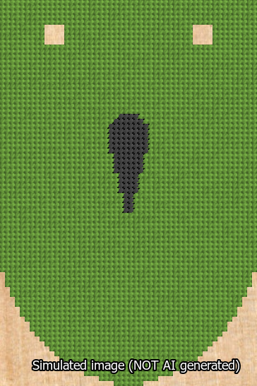 A simulated image of the stitched needlepoint design: Banner 13m Rounded Apostrophe Black on Light Green. Not A.I. generated.