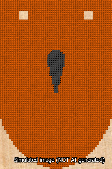 A simulated image of the stitched needlepoint design: Banner 13m Rounded Apostrophe Black on Orange. Not A.I. generated.