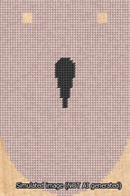 A simulated image of the stitched needlepoint design: Banner 13m Rounded Apostrophe Black on Pink. Not A.I. generated.