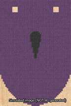 A simulated image of the stitched needlepoint design: Banner 13m Rounded Apostrophe Black on Purple. Not A.I. generated.