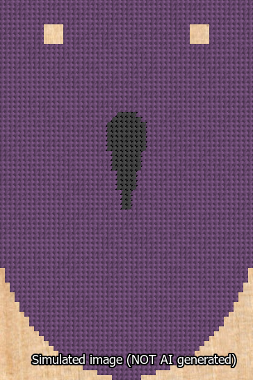 A simulated image of the stitched needlepoint design: Banner 13m Rounded Apostrophe Black on Purple. Not A.I. generated.
