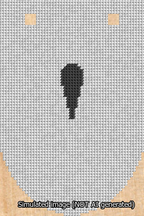 A simulated image of the stitched needlepoint design: Banner 13m Rounded Apostrophe Black on White. Not A.I. generated.