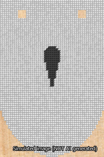 A simulated image of the stitched needlepoint design: Banner 13m Rounded Apostrophe Black on White. Not A.I. generated.